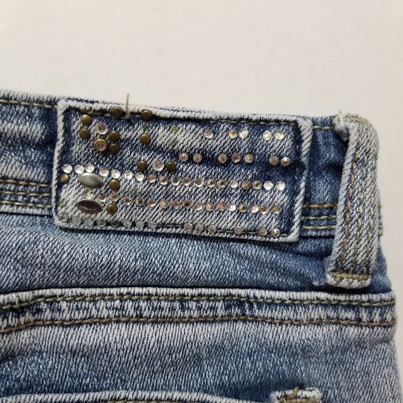 Vanilla Star jeans 0 distressed skinny denim beaded embellished bling grunge - Picture 14 of 16
